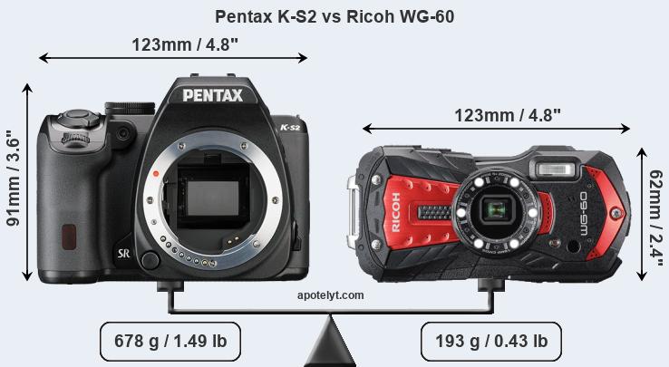Size Pentax K-S2 vs Ricoh WG-60