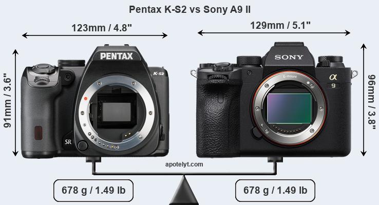 Size Pentax K-S2 vs Sony A9 II