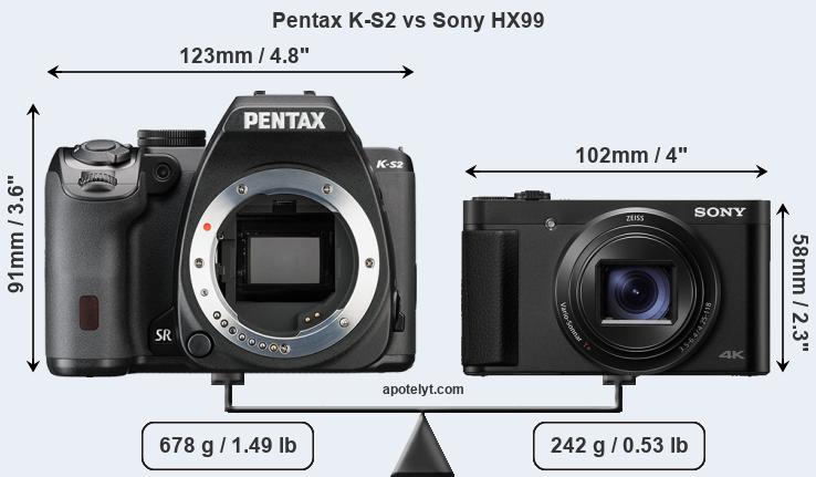 Size Pentax K-S2 vs Sony HX99