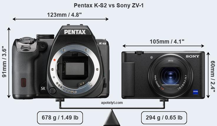 Size Pentax K-S2 vs Sony ZV-1