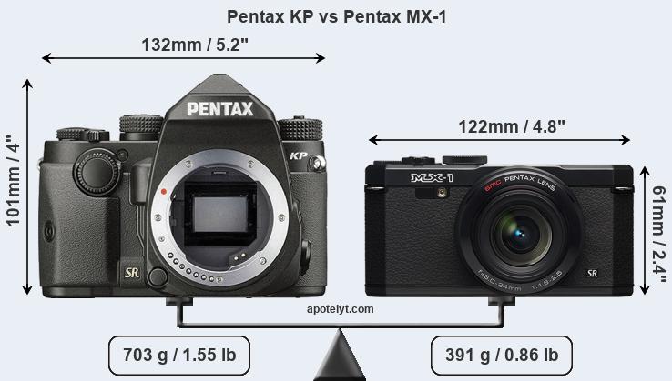 Size Pentax KP vs Pentax MX-1