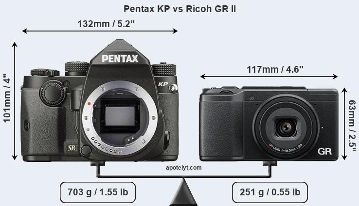 Size Pentax KP vs Ricoh GR II
