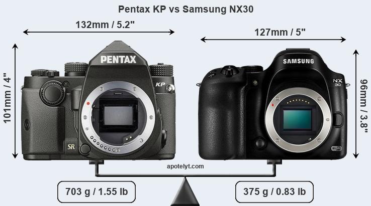 Size Pentax KP vs Samsung NX30