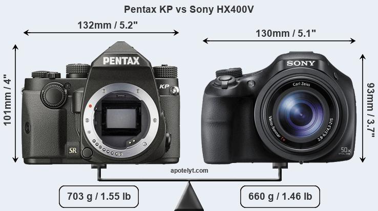 Size Pentax KP vs Sony HX400V