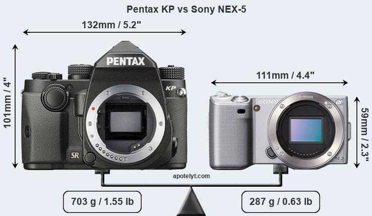 Size Pentax KP vs Sony NEX-5