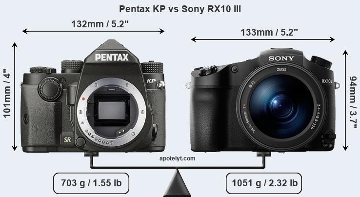 Size Pentax KP vs Sony RX10 III