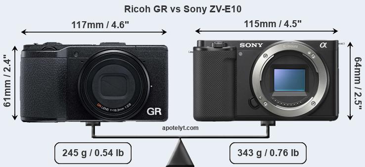 Size Ricoh GR vs Sony ZV-E10