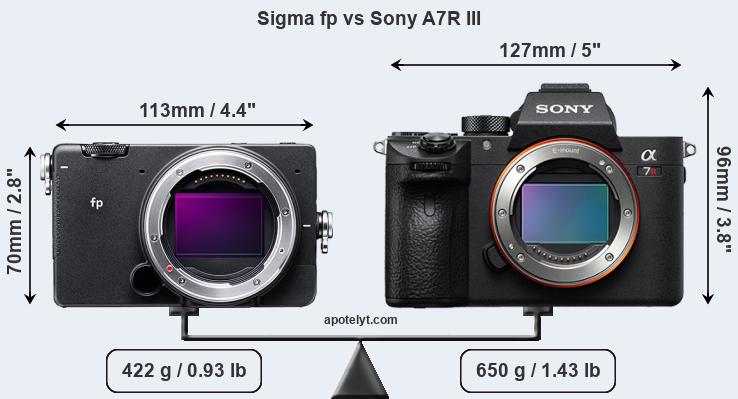 Size Sigma fp vs Sony A7R III