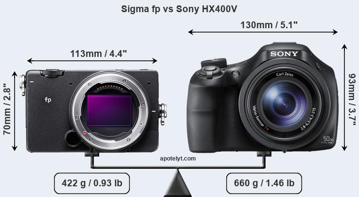 Size Sigma fp vs Sony HX400V