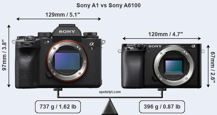 Size Sony A1 vs Sony A6100