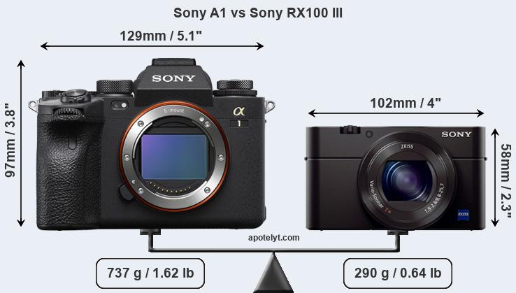 Size Sony A1 vs Sony RX100 III