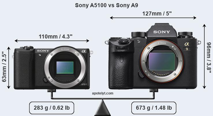 Size Sony A5100 vs Sony A9