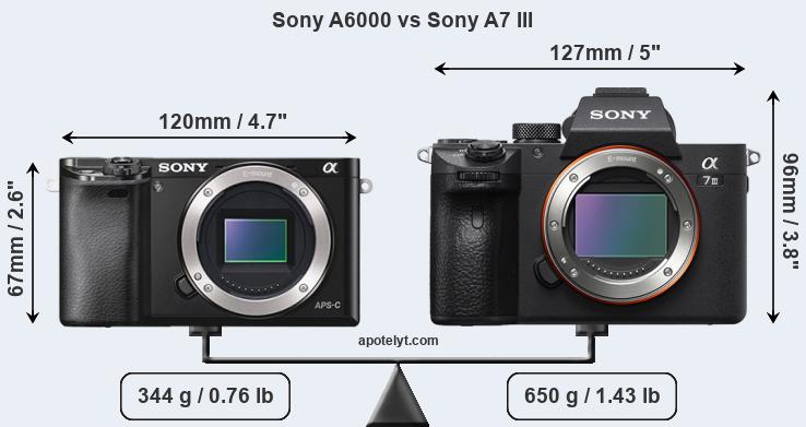 Size Sony A6000 vs Sony A7 III