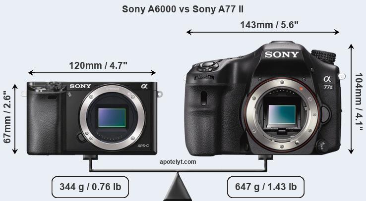 Size Sony A6000 vs Sony A77 II