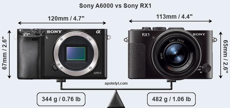 Size Sony A6000 vs Sony RX1