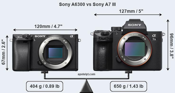 Size Sony A6300 vs Sony A7 III