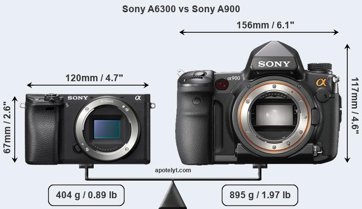 Size Sony A6300 vs Sony A900