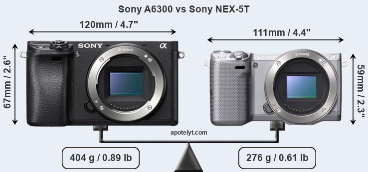 Size Sony A6300 vs Sony NEX-5T