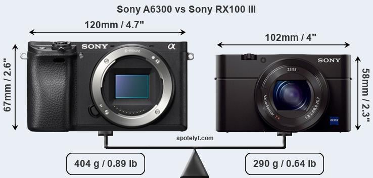 Size Sony A6300 vs Sony RX100 III