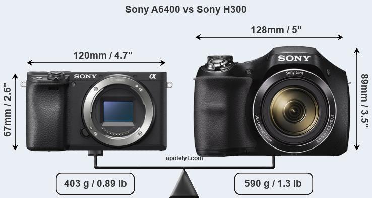 Size Sony A6400 vs Sony H300