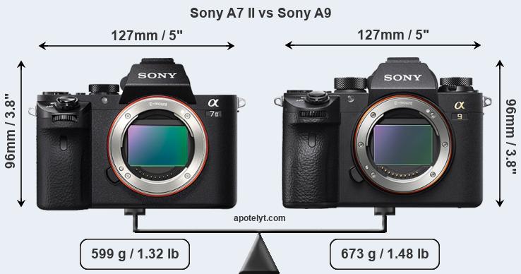 Size Sony A7 II vs Sony A9