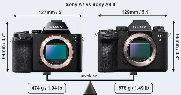 Size Sony A7 vs Sony A9 II