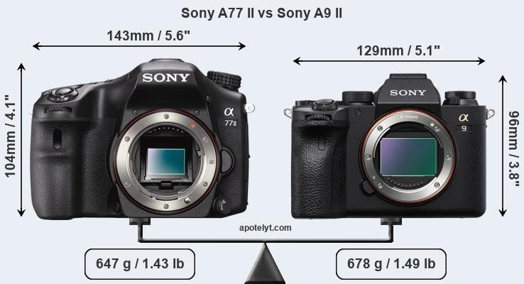 Size Sony A77 II vs Sony A9 II