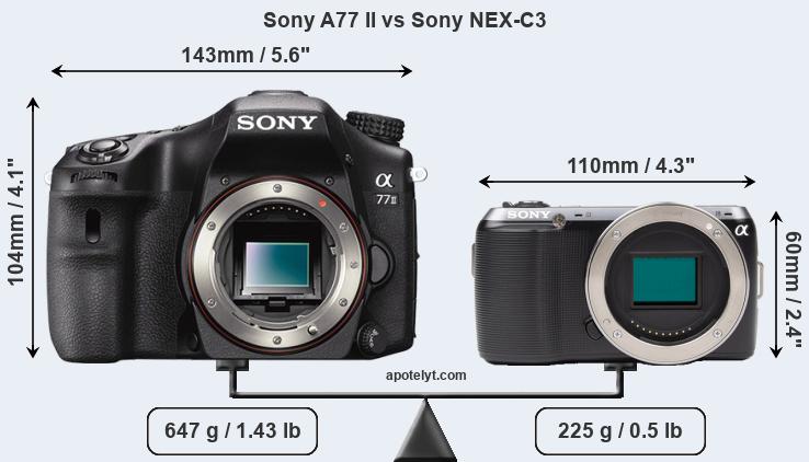 Size Sony A77 II vs Sony NEX-C3