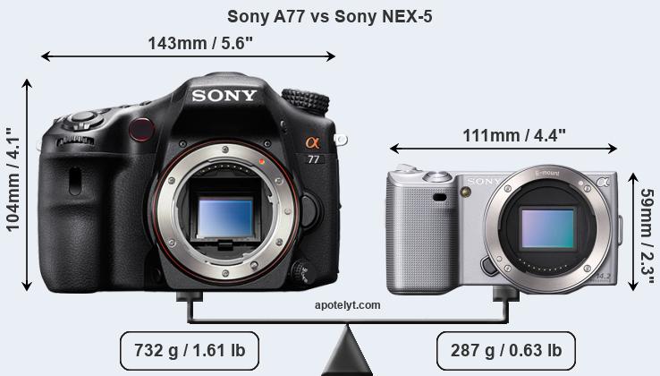 Size Sony A77 vs Sony NEX-5