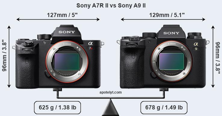 Size Sony A7R II vs Sony A9 II