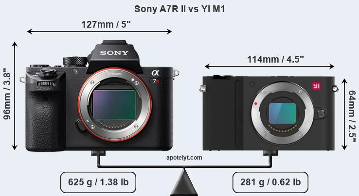 Size Sony A7R II vs YI M1