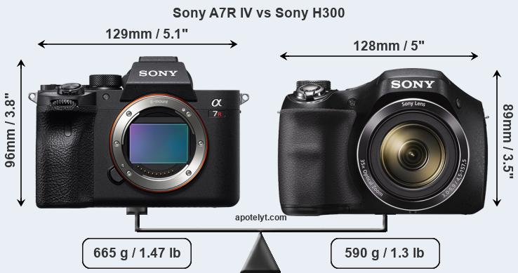 Size Sony A7R IV vs Sony H300