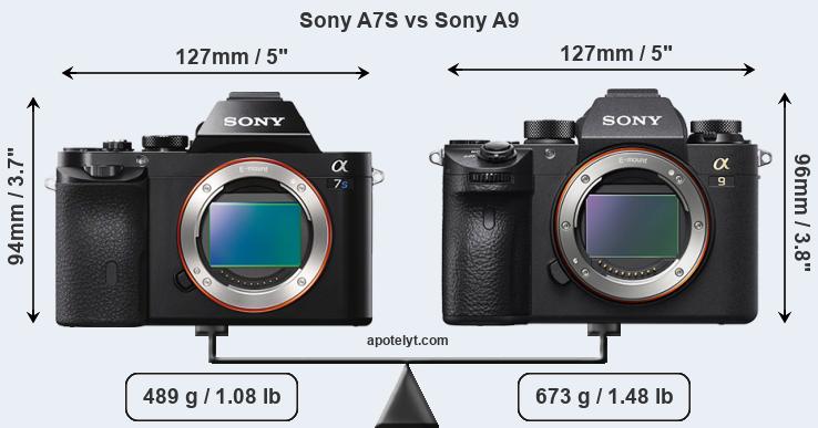 Size Sony A7S vs Sony A9