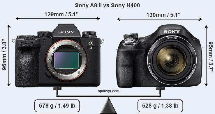 Size Sony A9 II vs Sony H400