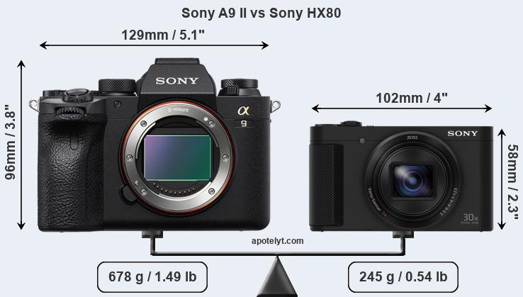 Size Sony A9 II vs Sony HX80