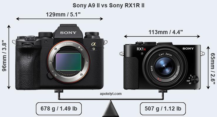 Size Sony A9 II vs Sony RX1R II