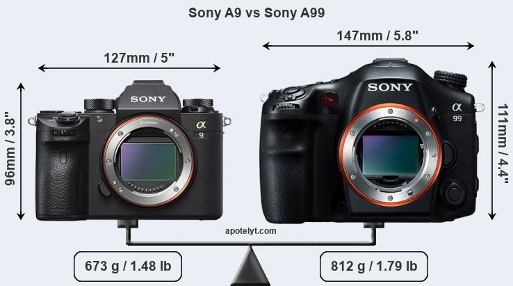 Size Sony A9 vs Sony A99