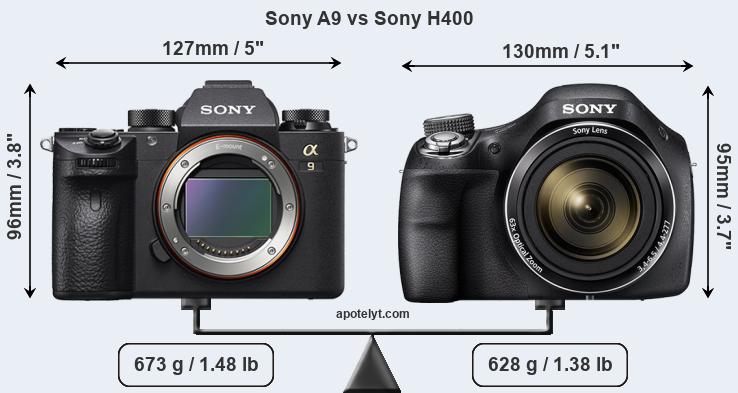 Size Sony A9 vs Sony H400
