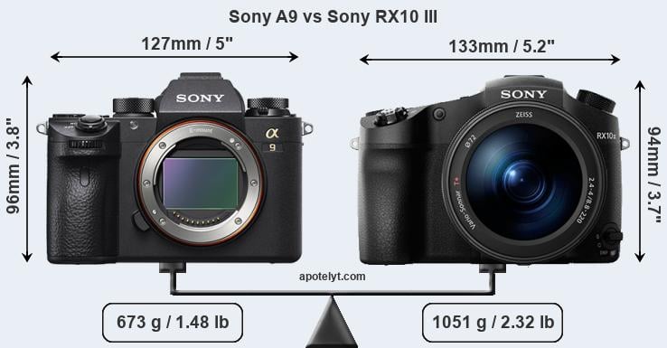 Size Sony A9 vs Sony RX10 III
