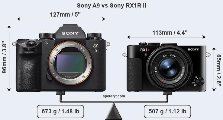 Size Sony A9 vs Sony RX1R II