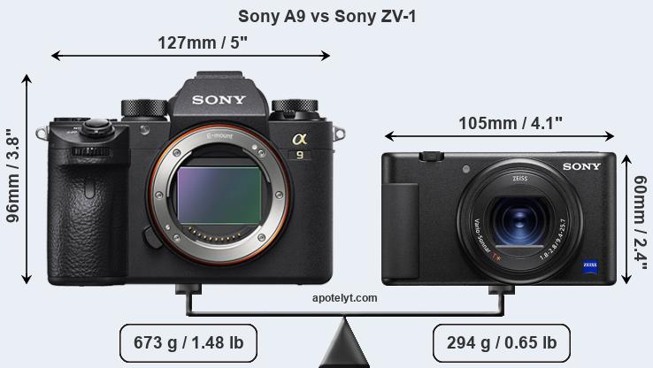 Size Sony A9 vs Sony ZV-1