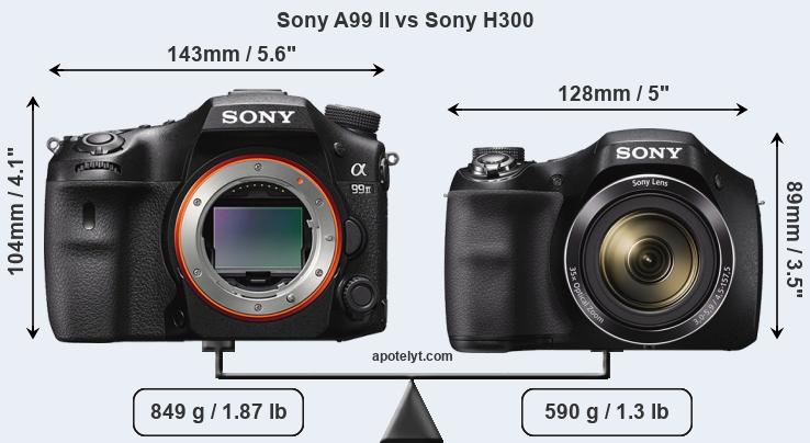 Size Sony A99 II vs Sony H300