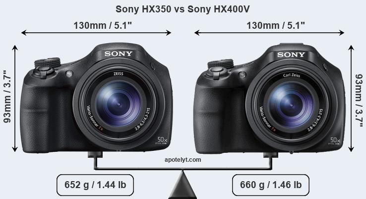 Size Sony HX350 vs Sony HX400V