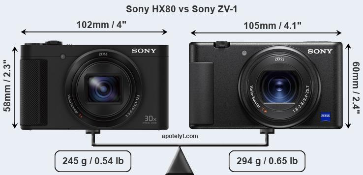 Size Sony HX80 vs Sony ZV-1