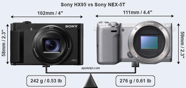 Size Sony HX95 vs Sony NEX-5T