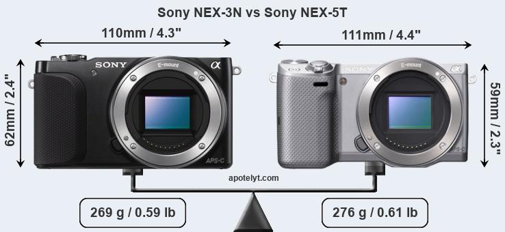 Size Sony NEX-3N vs Sony NEX-5T