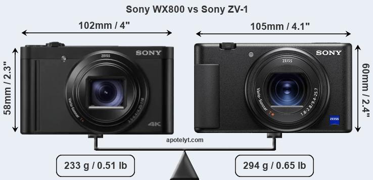 Size Sony WX800 vs Sony ZV-1