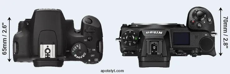 Compare 1000D versus Z6 II top