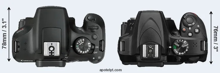Compare 1300D versus D3400 top