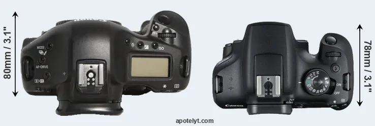 Compare 1D Mark III versus 2000D top